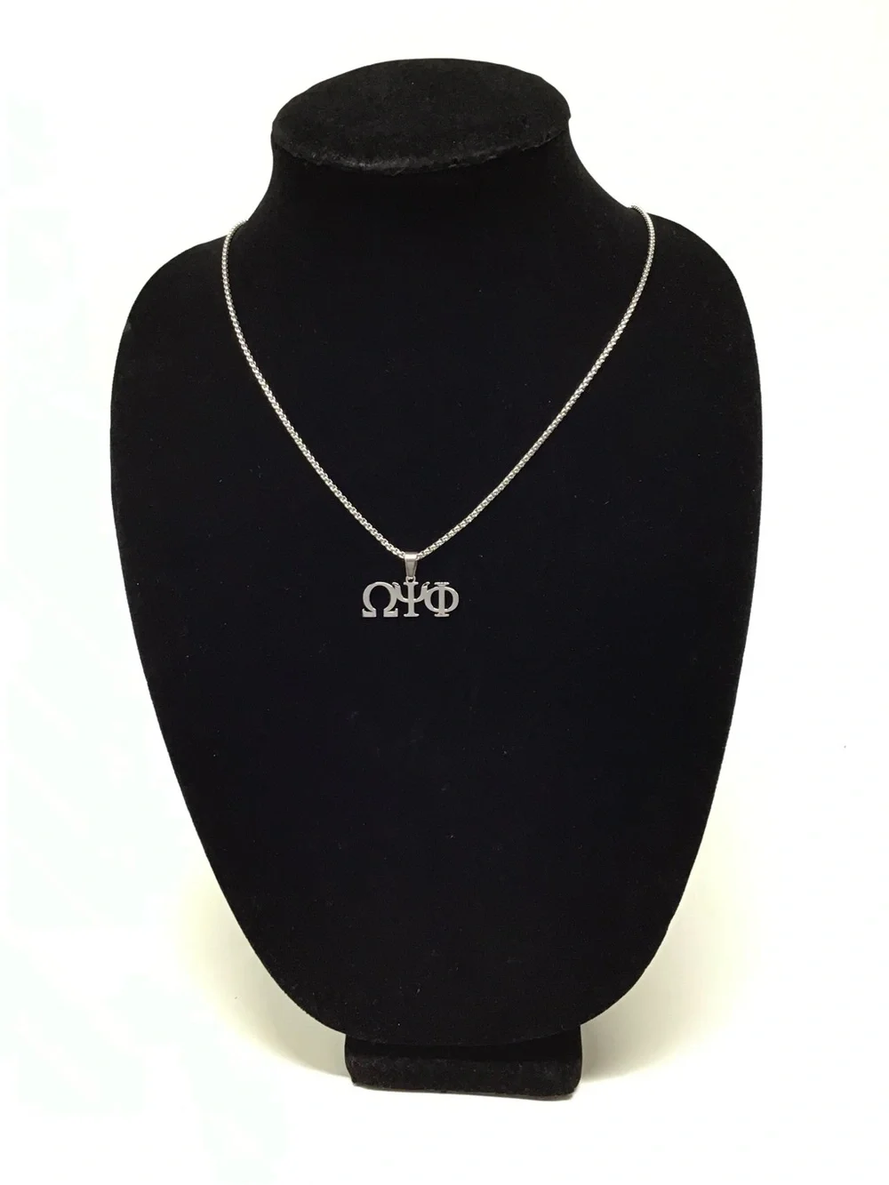 Omega Psi Phi Silver Stainless steel Greek Letter Necklace